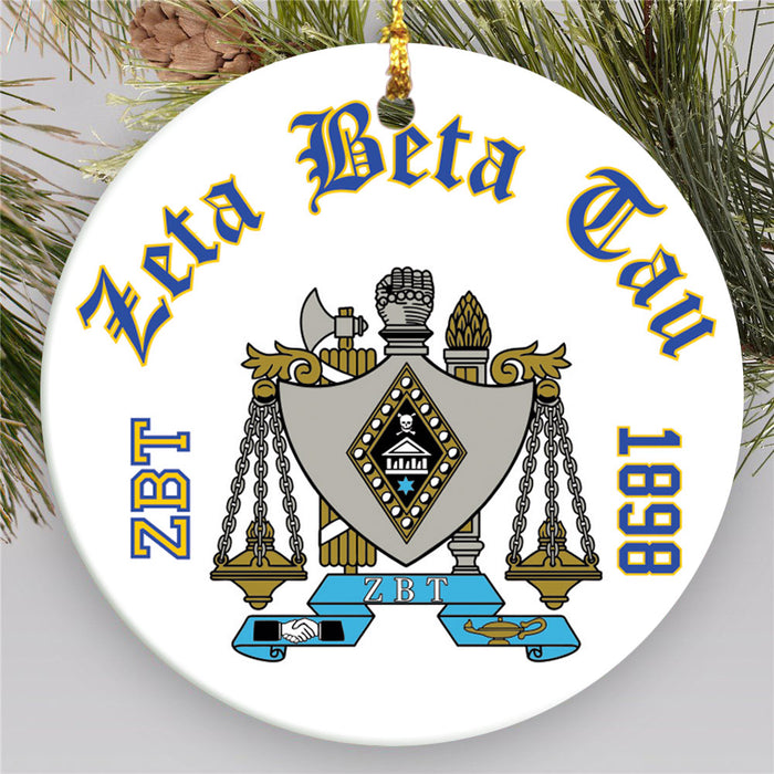 Zeta Beta Tau.jpg Round Crest Ornament