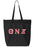Theta Nu Xi Large Zippered Tote Bag with Sewn-On Letters