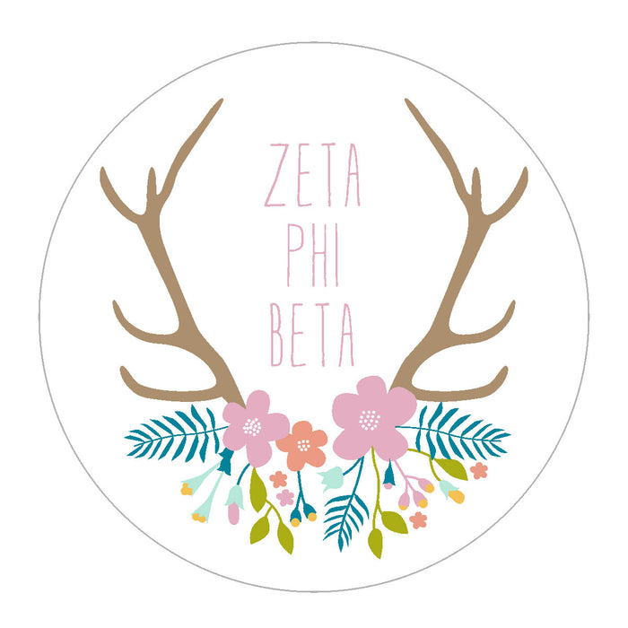 Zeta Phi Beta Floral Antler Sticker