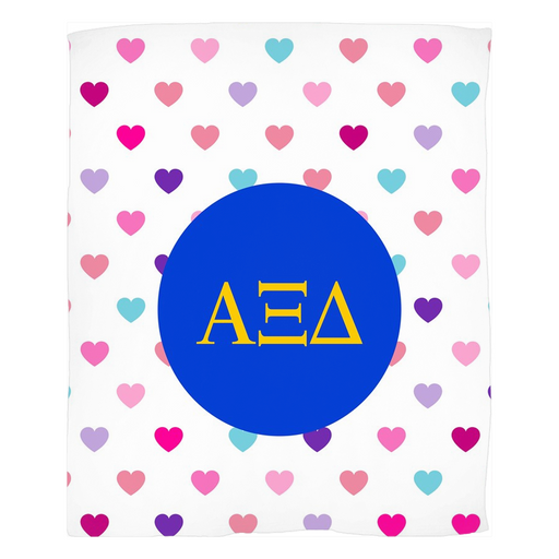 Alpha Xi Delta Hearts Fleece Blankets
