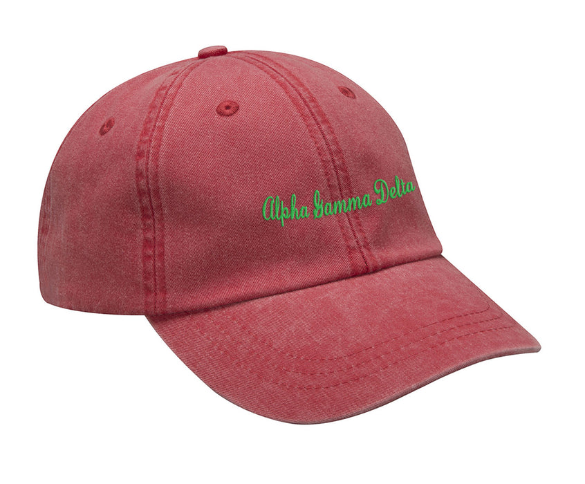 Alpha Gamma Delta Cursive Embroidered Hat