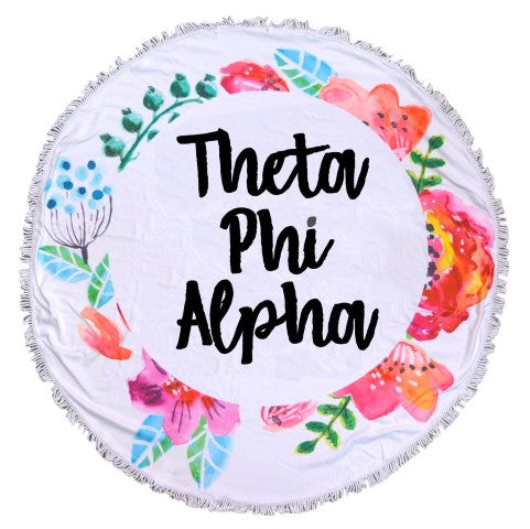 Theta Phi Alpha Floral Fringe Towel Blanket