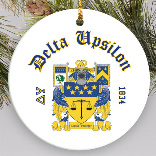 Delta Upsilon Round Crest Ornament