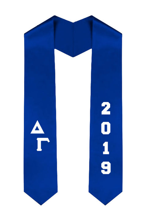 Delta Gamma Slanted Grad Stole with Letters & Year