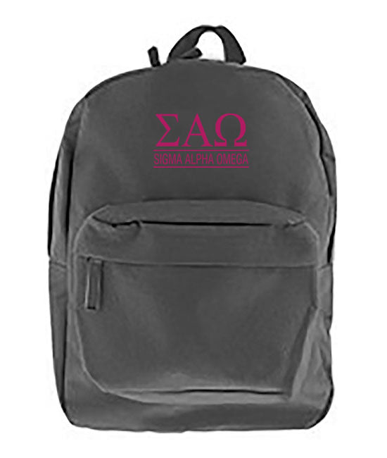 Sigma Alpha Omega Custom Embroidered Backpack