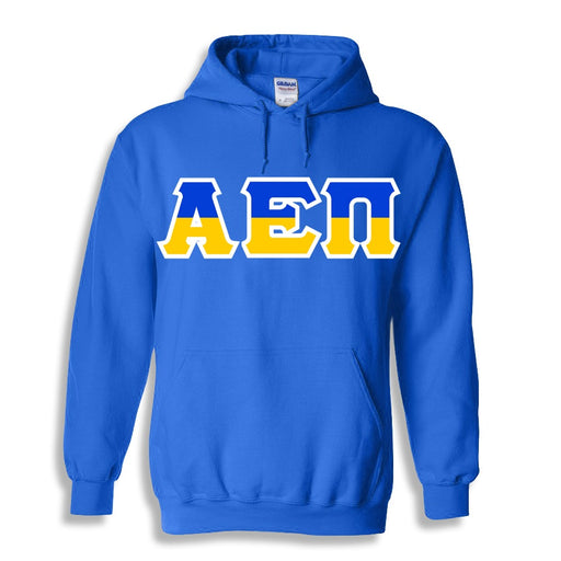Alpha Epsilon Pi Two Toned Lettered Hooded Sweatshirt