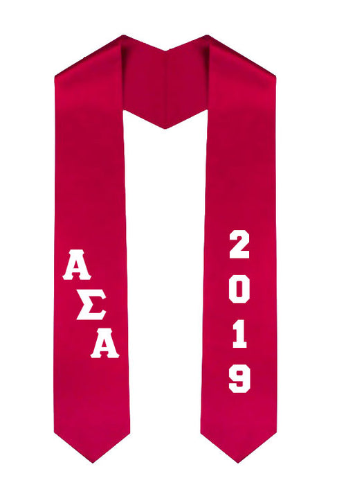 Alpha Sigma Alpha Slanted Grad Stole with Letters & Year