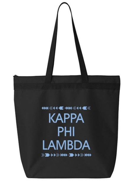 Kappa Phi Lambda Arrow Top Bottom Tote Bag