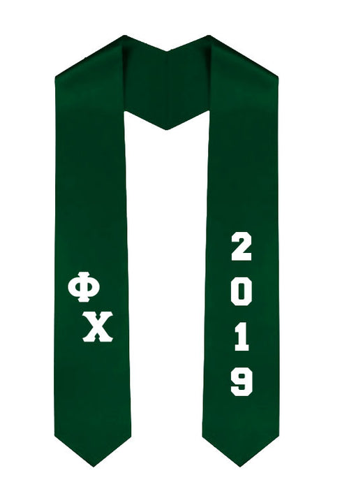 Phi Chi Slanted Grad Stole with Letters & Year