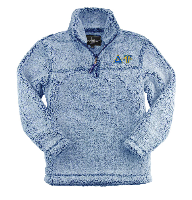 Delta Upsilon Embroidered Sherpa Quarter Zip Pullover