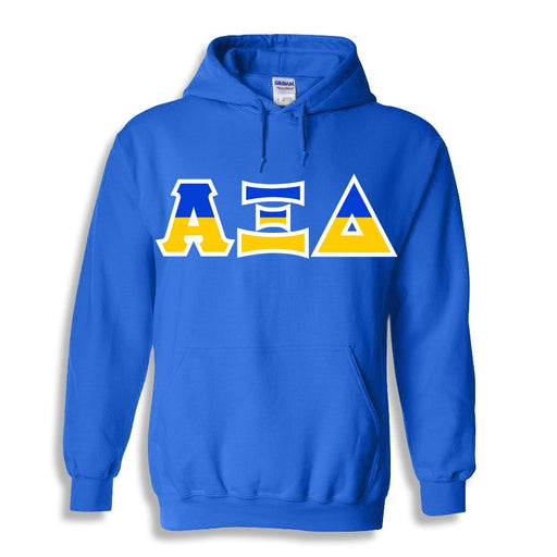 Alpha Xi Delta Two Toned Lettered Hooded Sweatshirt