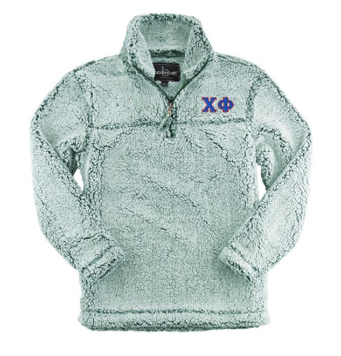 Chi Phi Embroidered Sherpa Quarter Zip Pullover