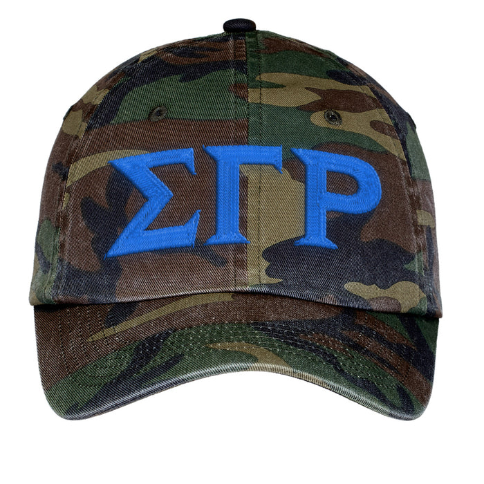 Sigma Gamma Rho Letters Embroidered Camouflage Hat