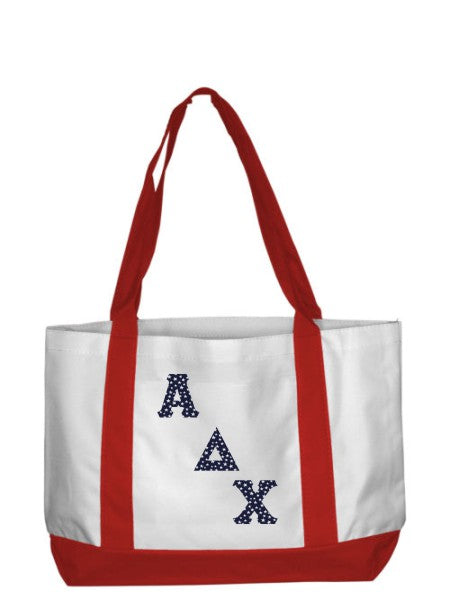 All 2-Tone Boat Tote with Sewn-On Letters