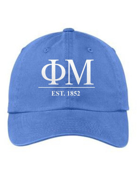 Phi Mu Letters Year Embroidered Hat