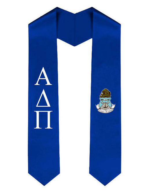Fraternity Lettered Graduation Sash Stole with Crest