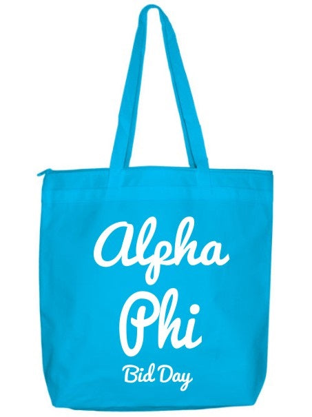 Alpha Phi Zippered Poly Tote
