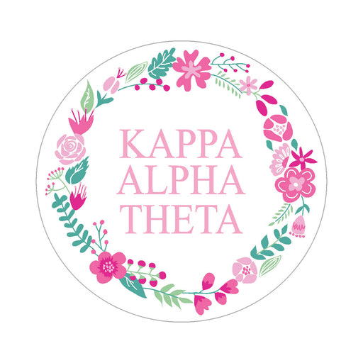 Kappa Alpha Theta Floral Wreath Sticker