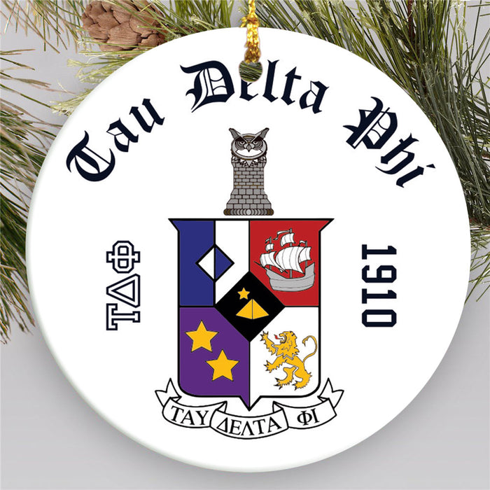 Tau Delta Phi.jpg Round Crest Ornament