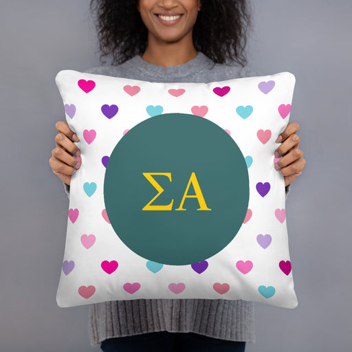 Sigma Alpha Sigma Alpha Hearts Basic Pillow