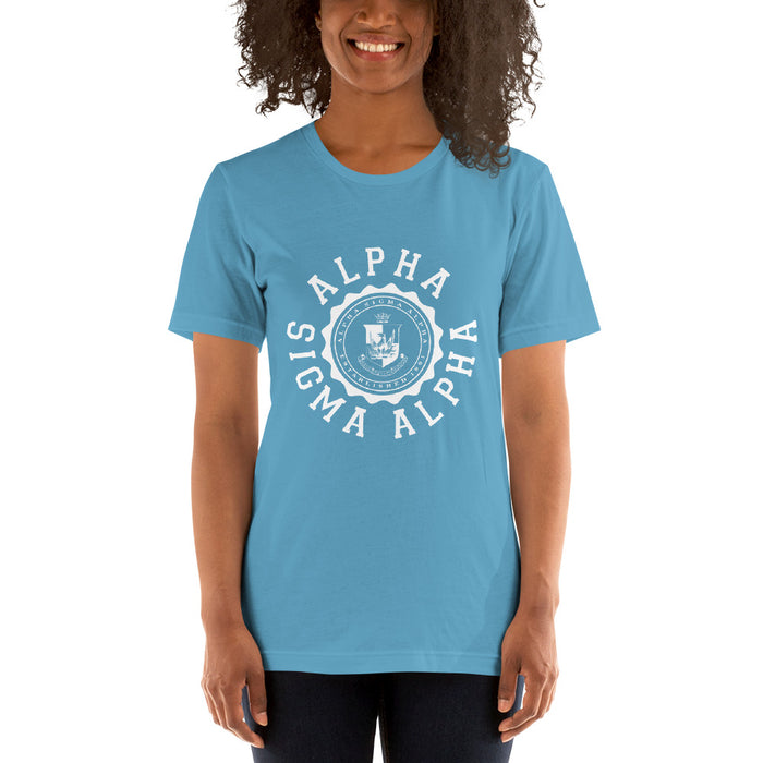 Alpha Sigma Alpha Crest Short Sleeve Unisex T Shirt Alpha Sigma Alpha Crest Short-Sleeve Unisex T-Shirt