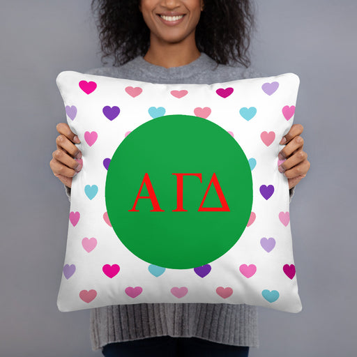 Homedecorgifts Alpha Gamma Delta Hearts Basic Pillow