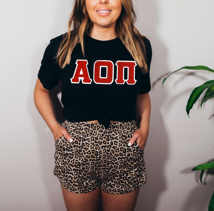 Discount Alpha Omicron Pi Lettered Tee Best Value DISCOUNT Alpha Omicron Pi Lettered Tee - Best Value