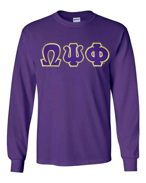 Omega Psi Phi Lettered Long Sleeve Shirt Omega Psi Phi Lettered Long Sleeve Shirt