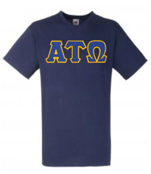 Alpha Tau Omega DISCOUNT- Alpha Tau Omega Lettered V-Neck T-Shirt