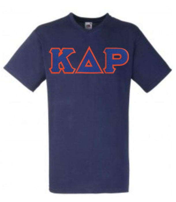 Discount Kappa Delta Rho Lettered V Neck T Shirt DISCOUNT- Kappa Delta Rho Lettered V-Neck T-Shirt