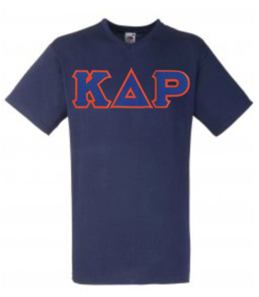 Discount Kappa Delta Rho Lettered V Neck T Shirt DISCOUNT- Kappa Delta Rho Lettered V-Neck T-Shirt