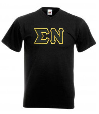 Discount Sigma Nu Lettered V Neck T Shirt DISCOUNT- Sigma Nu Lettered V-Neck T-Shirt