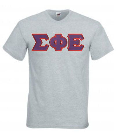 Discount Sigma Phi Epsilon Lettered V Neck T Shirt DISCOUNT- Sigma Phi Epsilon Lettered V-Neck T-Shirt