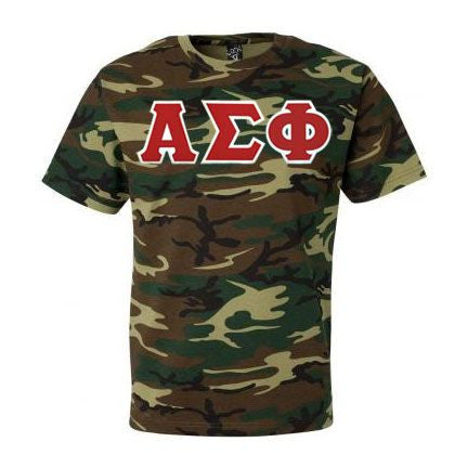 Discount Alpha Sigma Phi Lettered Camouflage T Shirt DISCOUNT- Alpha Sigma Phi Lettered Camouflage T-Shirt