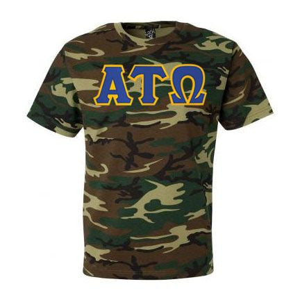 Alpha Tau Omega DISCOUNT- Alpha Tau Omega Lettered Camouflage T-Shirt