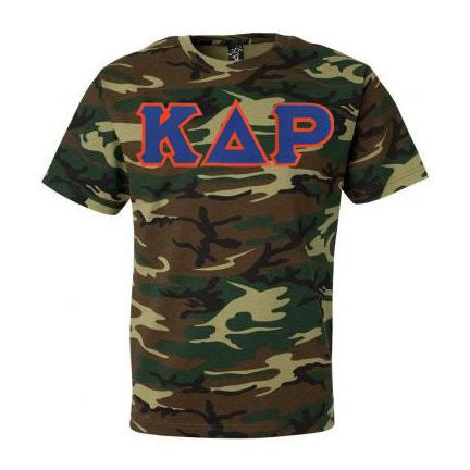 Kappa Delta Rho DISCOUNT- Kappa Delta Rho Lettered Camouflage T-Shirt