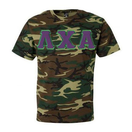 Discount Lambda Chi Alpha Lettered Camouflage T Shirt DISCOUNT- Lambda Chi Alpha Lettered Camouflage T-Shirt