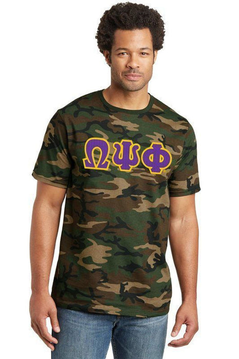 Discount Omega Psi Phi Lettered Camouflage T Shirt DISCOUNT- Omega Psi Phi Lettered Camouflage T-Shirt