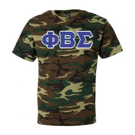 Discount Phi Beta Sigma Lettered Camouflage T Shirt DISCOUNT- Phi Beta Sigma Lettered Camouflage T-Shirt