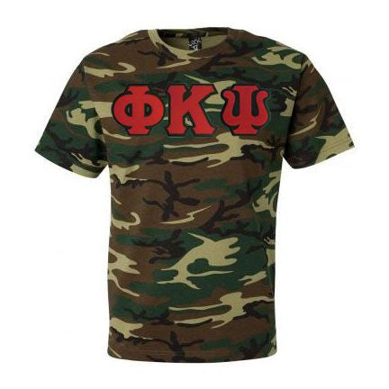 Discount Phi Kappa Psi Lettered Camouflage T Shirt DISCOUNT- Phi Kappa Psi Lettered Camouflage T-Shirt