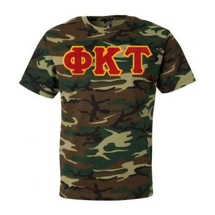 Discount Phi Kappa Tau Lettered Camouflage T Shirt DISCOUNT- Phi Kappa Tau Lettered Camouflage T-Shirt