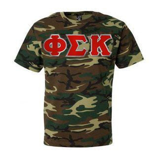Discount Phi Sigma Kappa Lettered Camouflage T Shirt DISCOUNT- Phi Sigma Kappa Lettered Camouflage T-Shirt