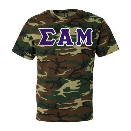 Sigma Alpha Mu DISCOUNT- Sigma Alpha Mu Lettered Camouflage T-Shirt