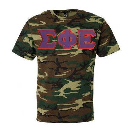 Discount Sigma Phi Epsilon Lettered Camouflage T Shirt DISCOUNT- Sigma Phi Epsilon Lettered Camouflage T-Shirt