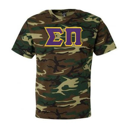 Discount Sigma Pi Lettered Camouflage T Shirt DISCOUNT- Sigma Pi Lettered Camouflage T-Shirt