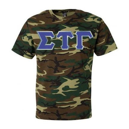Discount Sigma Tau Gamma Lettered Camouflage T Shirt DISCOUNT- Sigma Tau Gamma Lettered Camouflage T-Shirt