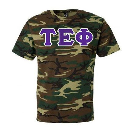 Tau Epsilon Phi DISCOUNT- Tau Epsilon Phi Lettered Camouflage T-Shirt