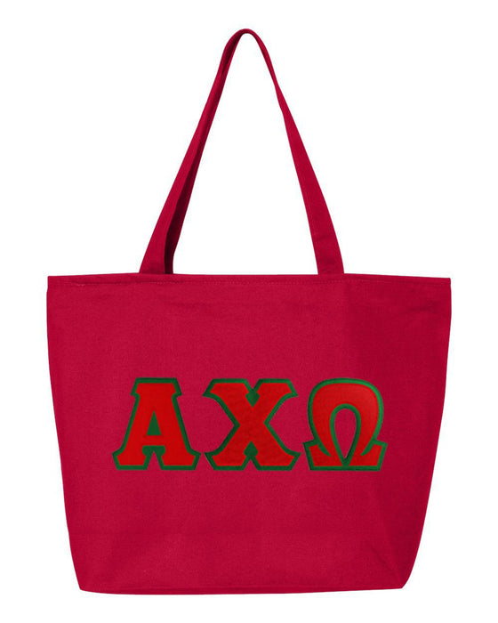 Discount Alpha Chi Omega Lettered Tote Bag DISCOUNT- Alpha Chi Omega Lettered Tote Bag - Best Value