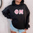 Phi Mu Custom Twill Hooded Sweatshirt Phi Mu Custom Twill Hooded Sweatshirt