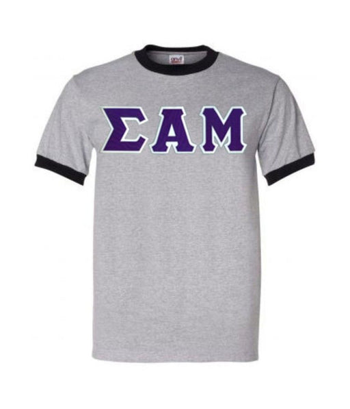 Sigma Alpha Mu DISCOUNT- Sigma Alpha Mu Lettered Ringer Shirt